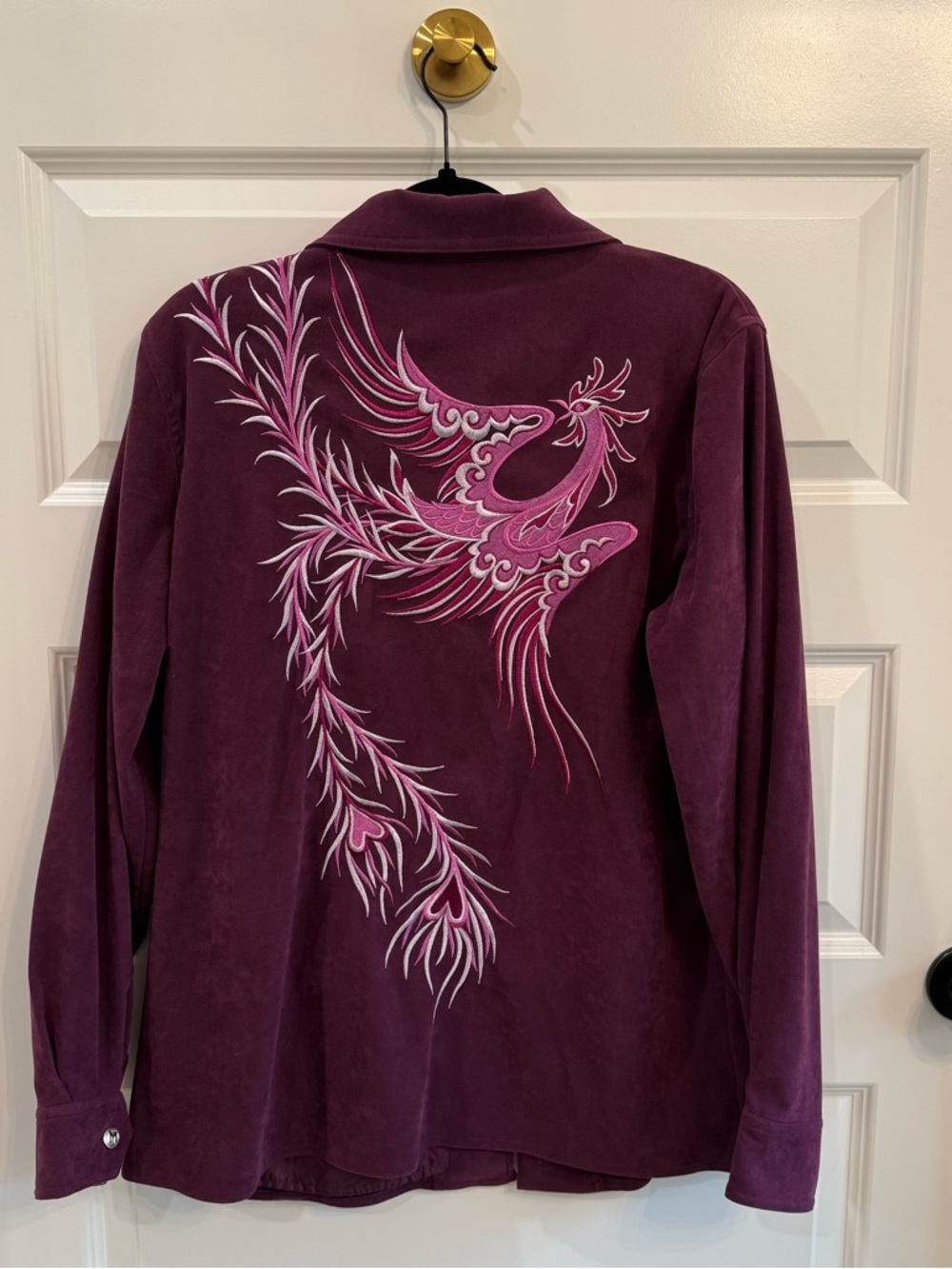 Bob Mackie Wearable Art Purple Faux Suede Phoenix Jacket Boho Glam Vintage L - Picture 10 of 10